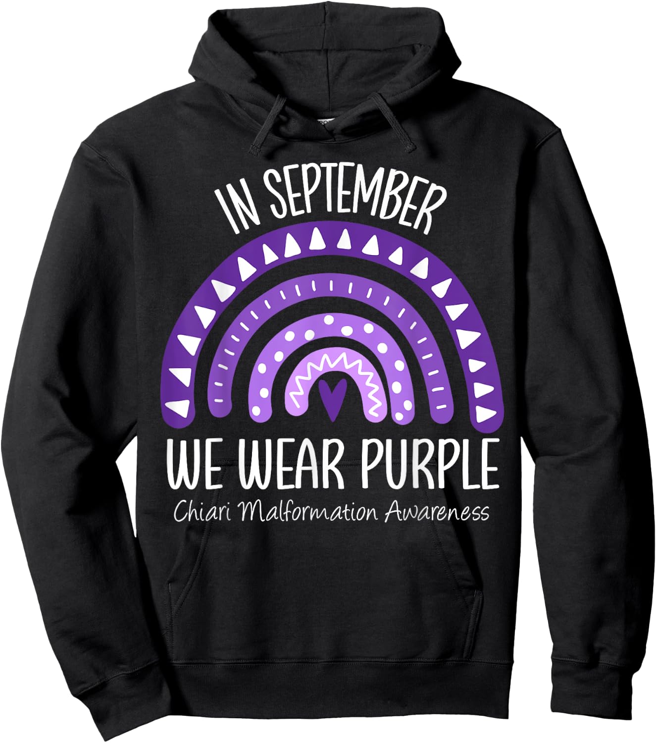 Rainbow September Wear Purple Chiari Malformation Awareness Hoodie - Hoodie | Black