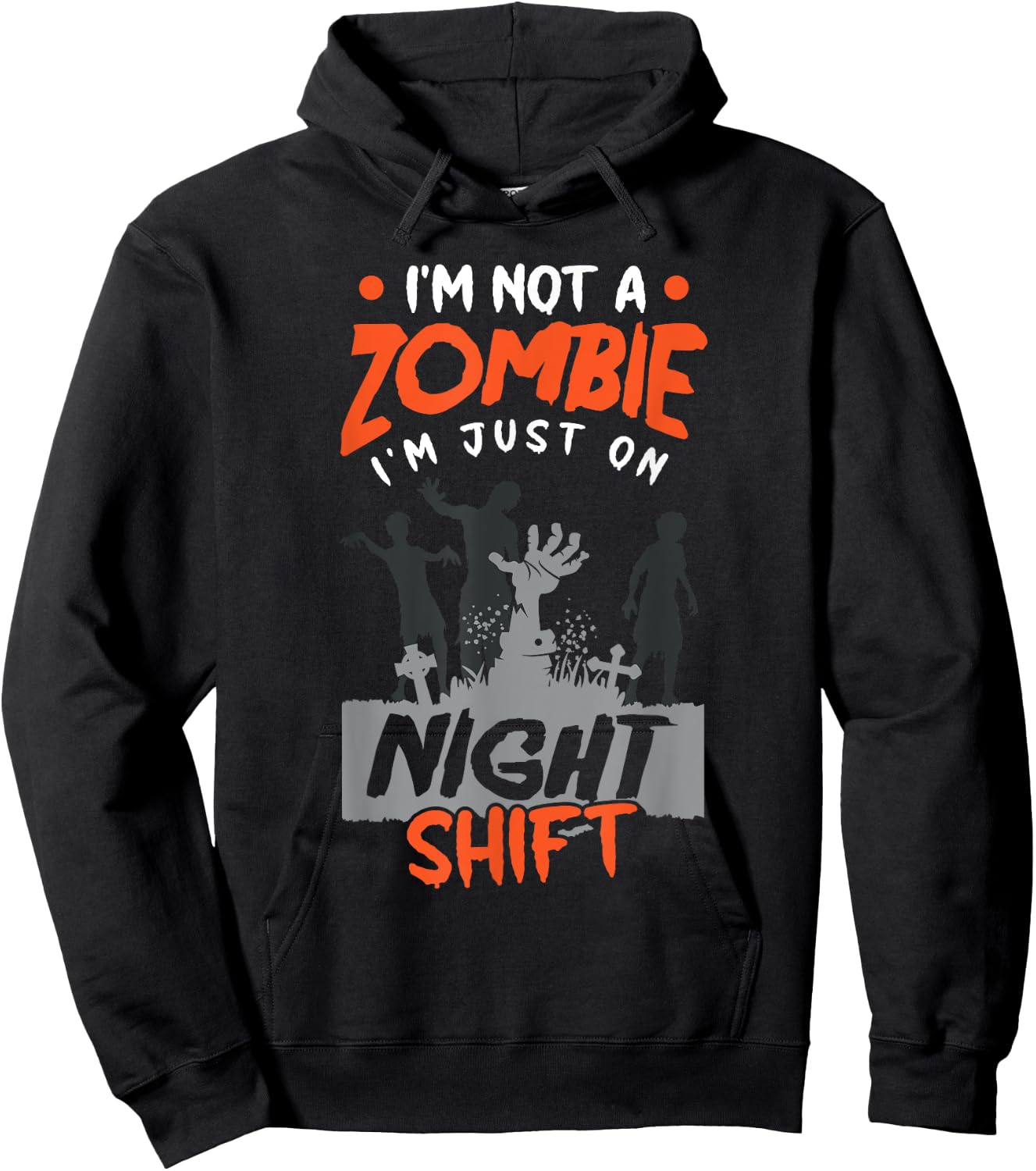 Night Shift Worker Halloween Funny Pun Hoodie - Hoodie | Black
