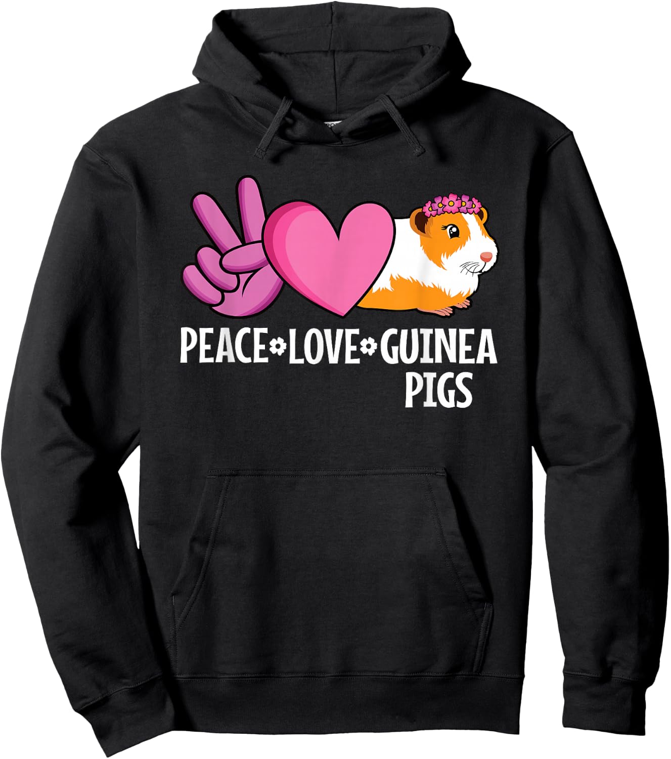 Peace Love Guinea Pigs Cute Guinea Pig Lover Women Girls Hoodie - Hoodie | Black