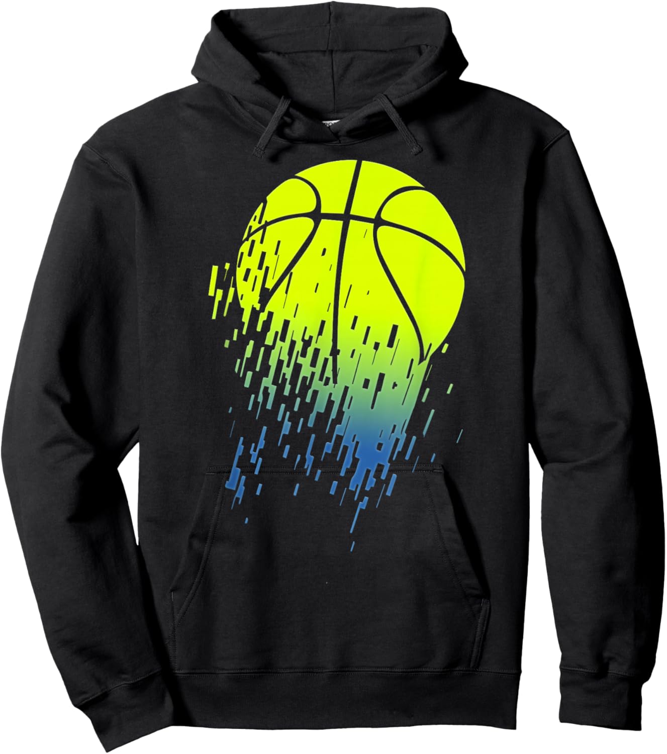 Disintegrating Neon Green Basketball Urban Hoodie - Hoodie | Black
