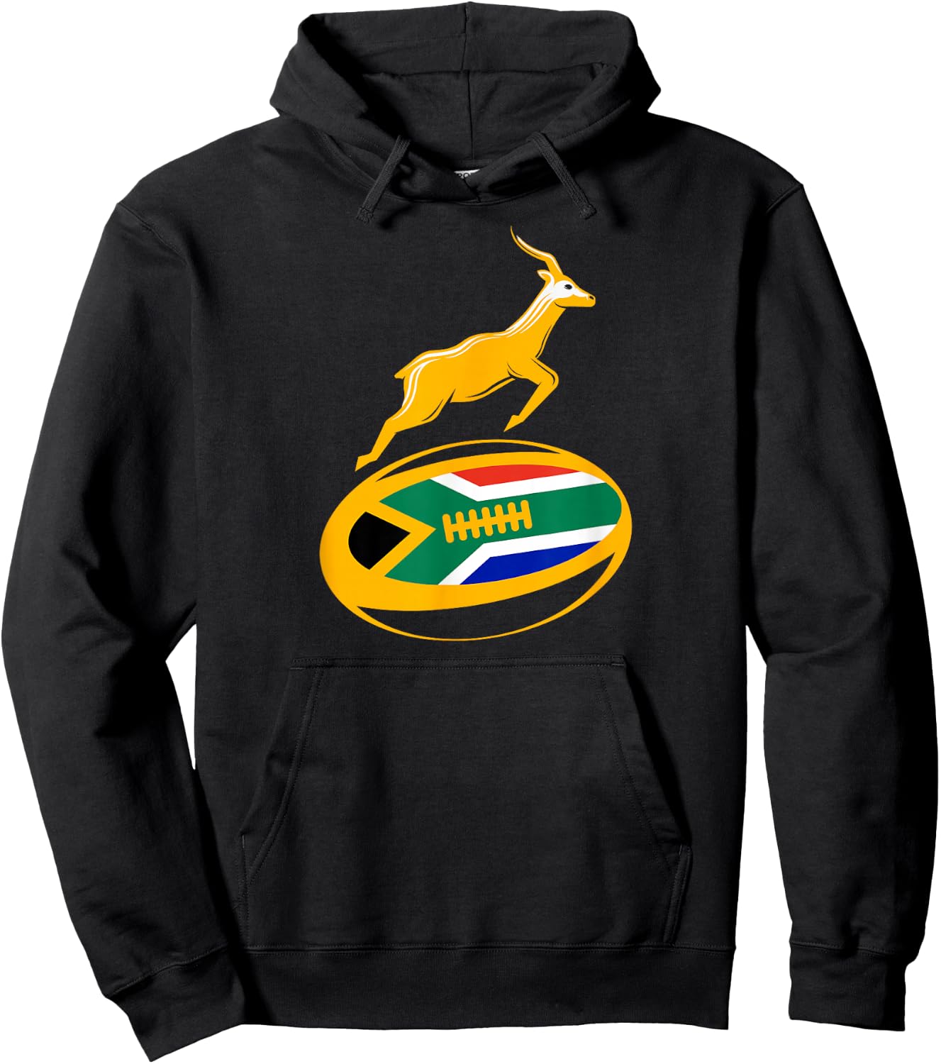 Springbok Rugbyball & Südafrikanische Flagge, Herren, Damen und Kinder Hoodie - Hoodie | Black
