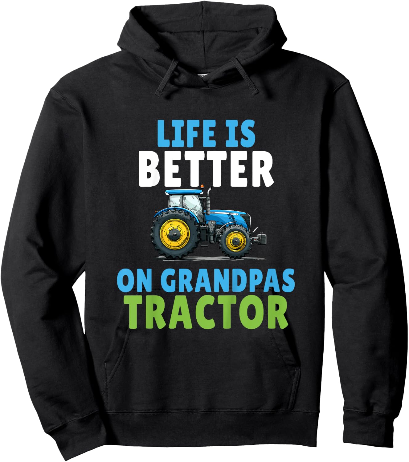 Kids Life Is Better On Grandpas Tractor Tractor Boy Young Farmer Hoodie - Hoodie | Black