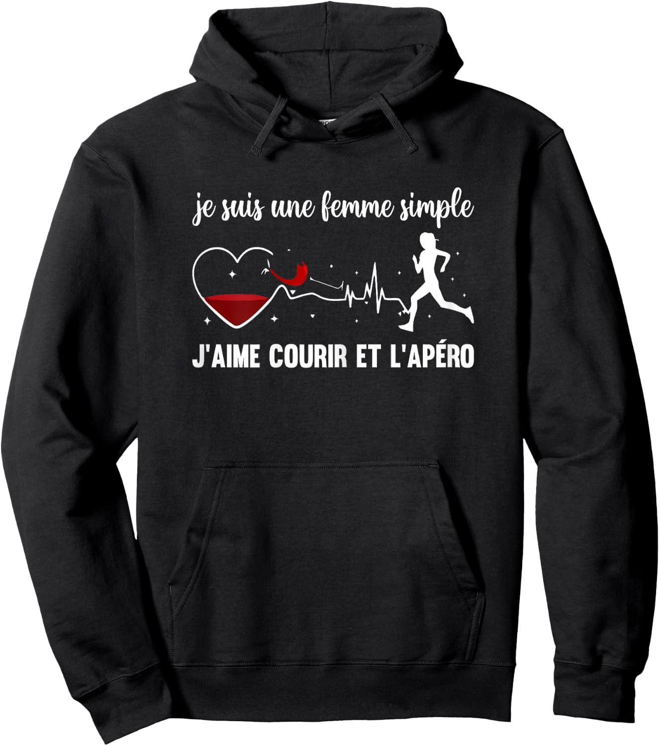 Women's Simple Gift Humor Running And Apero Sport Athletics , Black, Female X-Small Hoodie - Hoodie | Black
