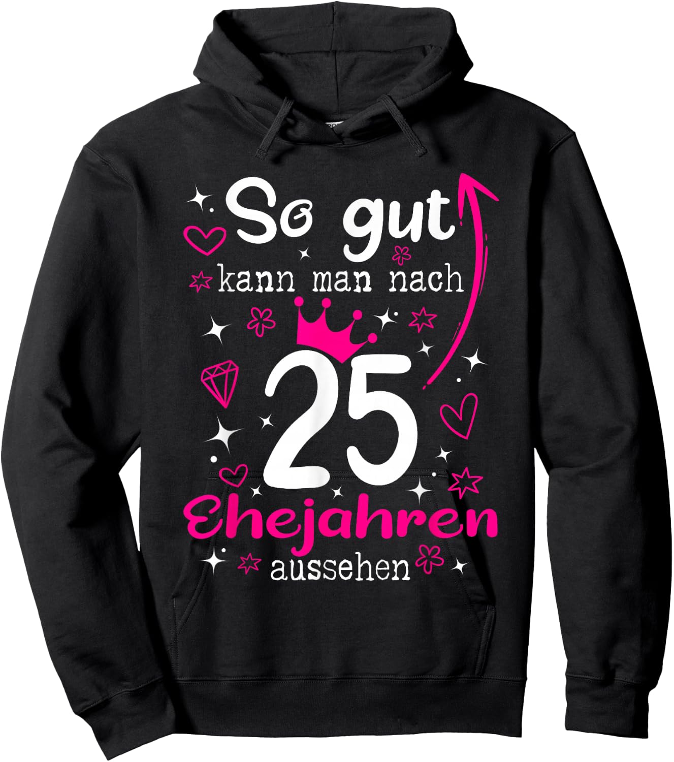 Silberhochzeit 25. Hochzeitstag 25 Jahre Ehefrau Hoodie - Hoodie | Black