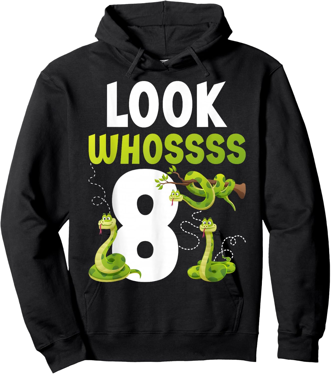 8th Reptile Birthday Eight Year Old Snake Birthday Party Hoodie - Hoodie | Black
