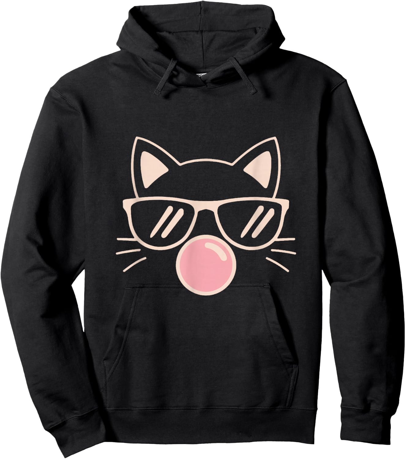 Cute Cat Graphic Bubble Gum Cat Lover Cat Mom Cat Dad Hoodie - Hoodie | Black