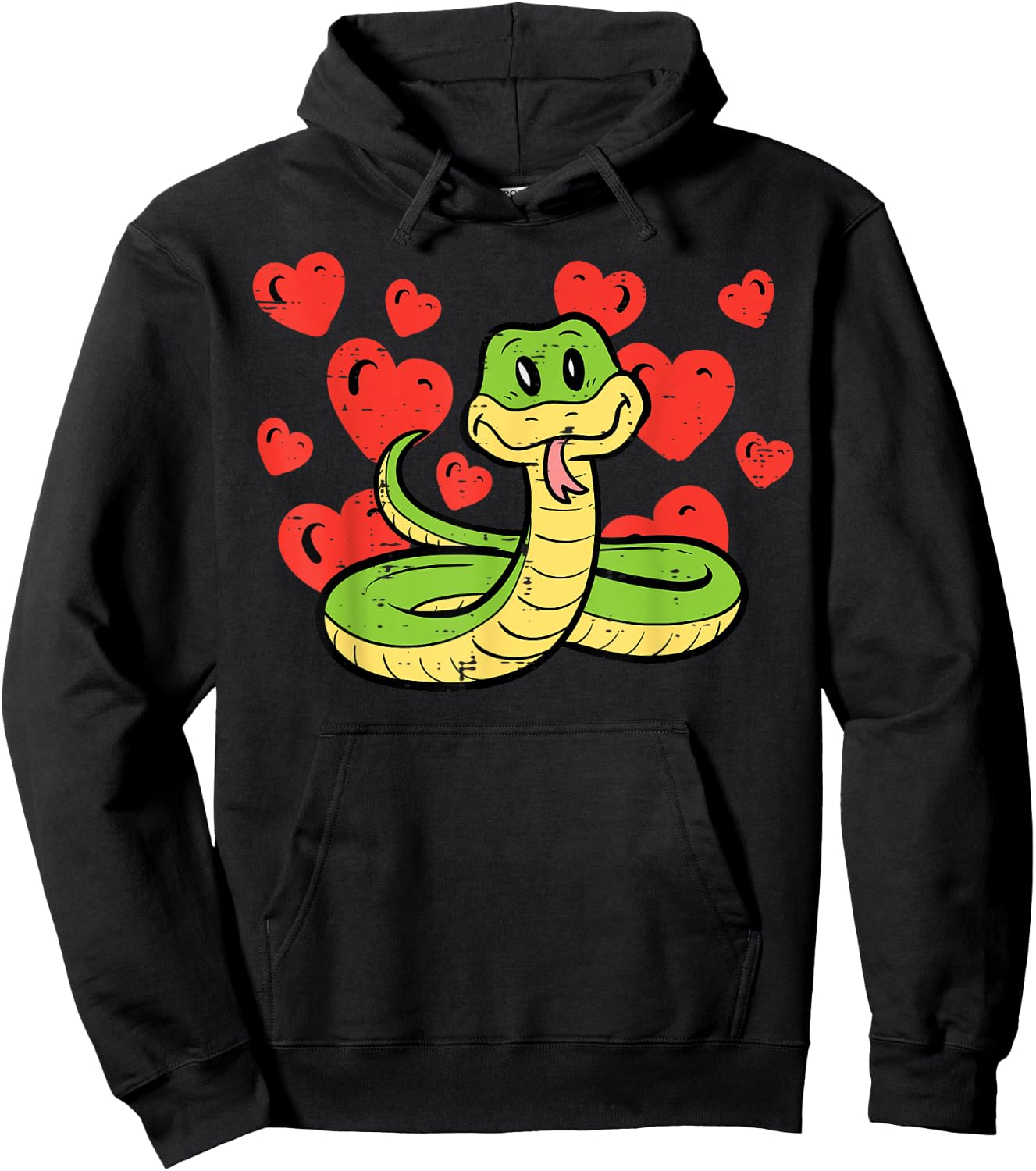 Valentines Day Snake Hearts Funny Animal Men Women Kids Hoodie - Hoodie | Black