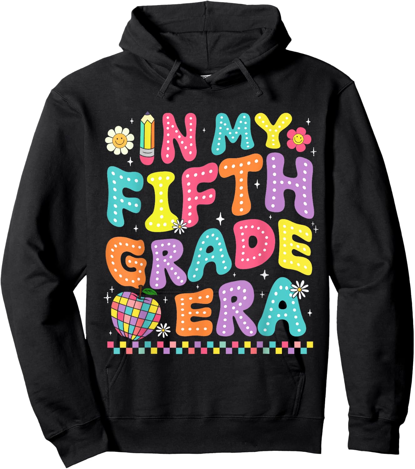 In My Fifth Grade Era Back To School Retro Groovy 5th Grade Hoodie - Hoodie | Black