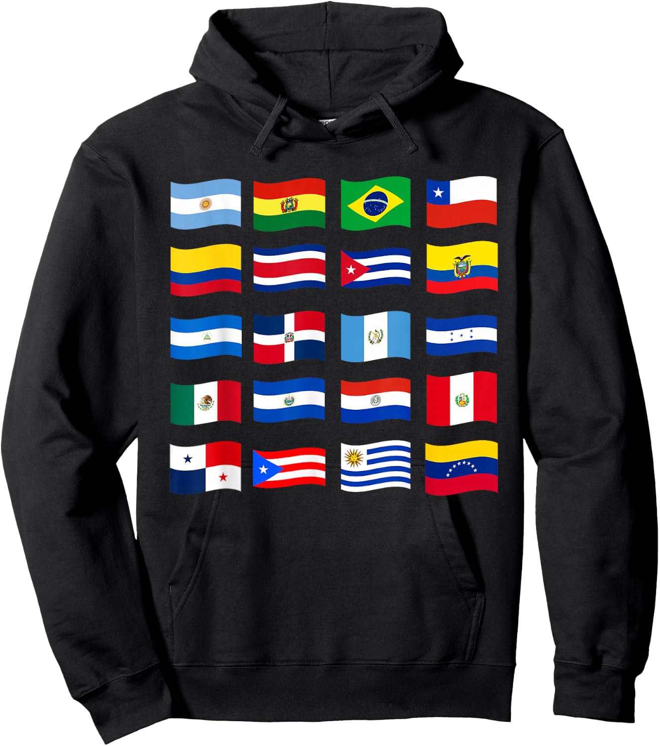 Hispanic Heritage Month National Latino Countries Flags Hoodie - Hoodie | Black