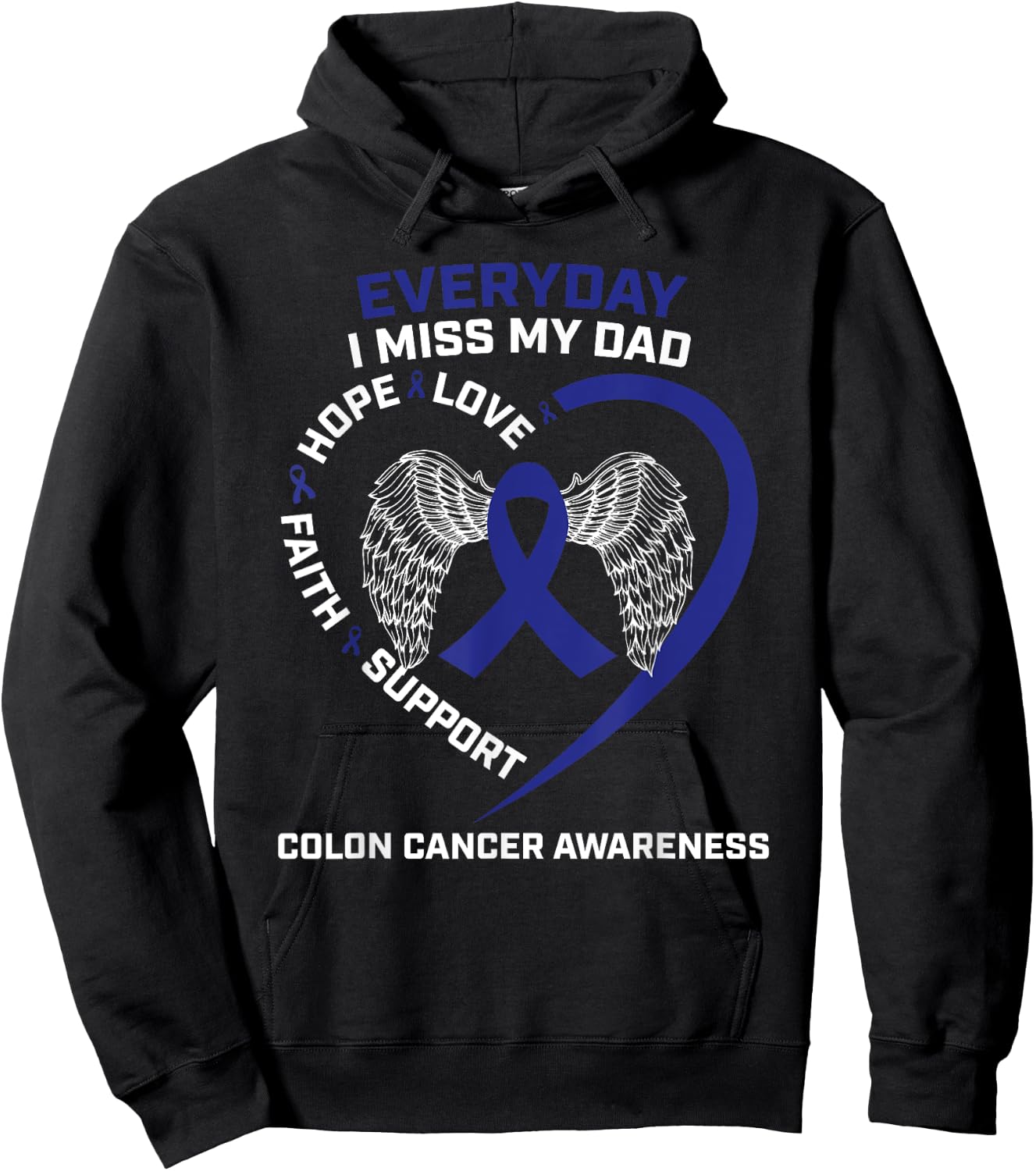 Colorectal Wings In Memory Of My Dad Colon Cancer Awareness Hoodie - Hoodie | Black