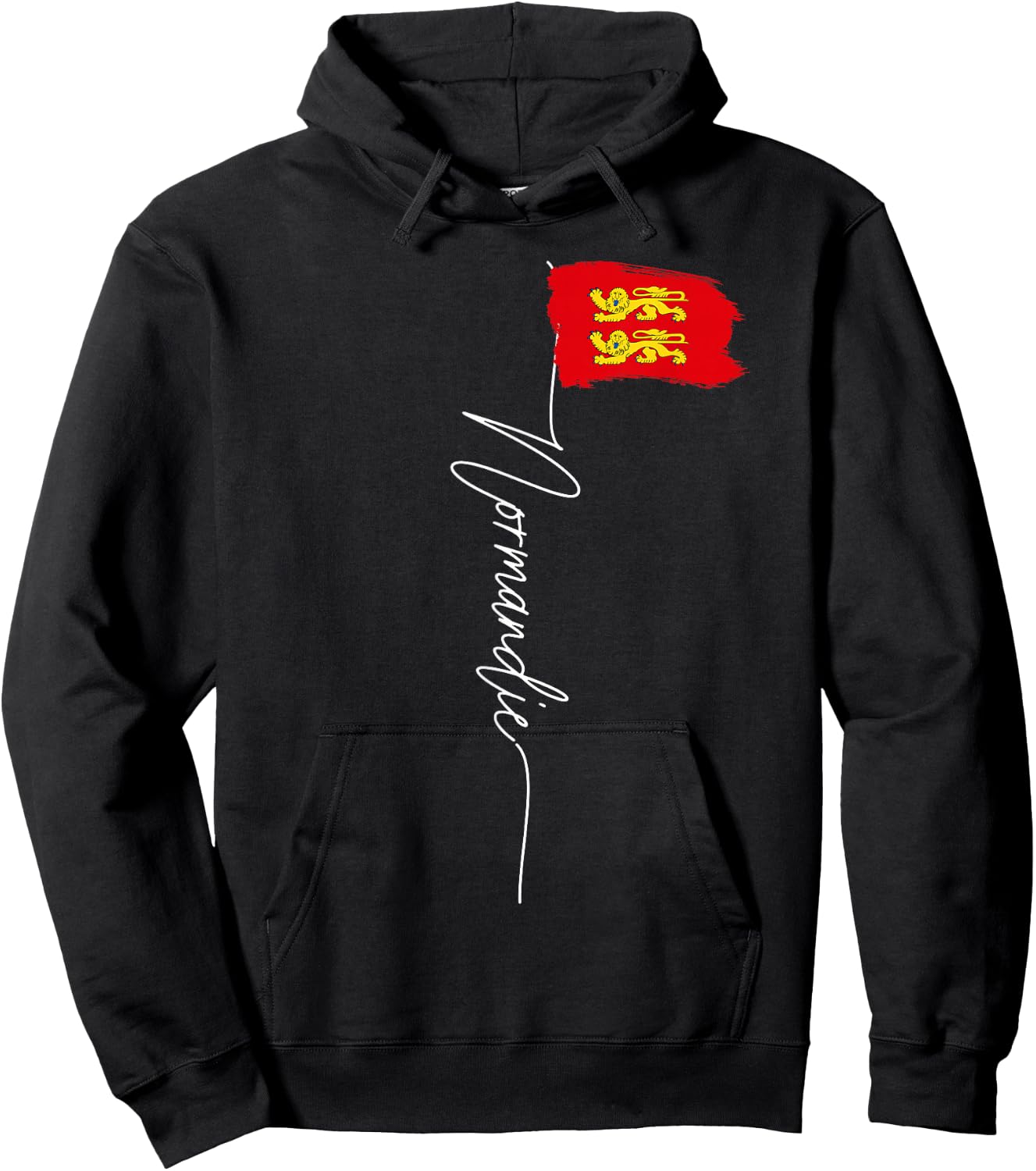 Normandy Lions Flag Yellow Man Woman Normandy France , Black Hoodie - Hoodie | Black