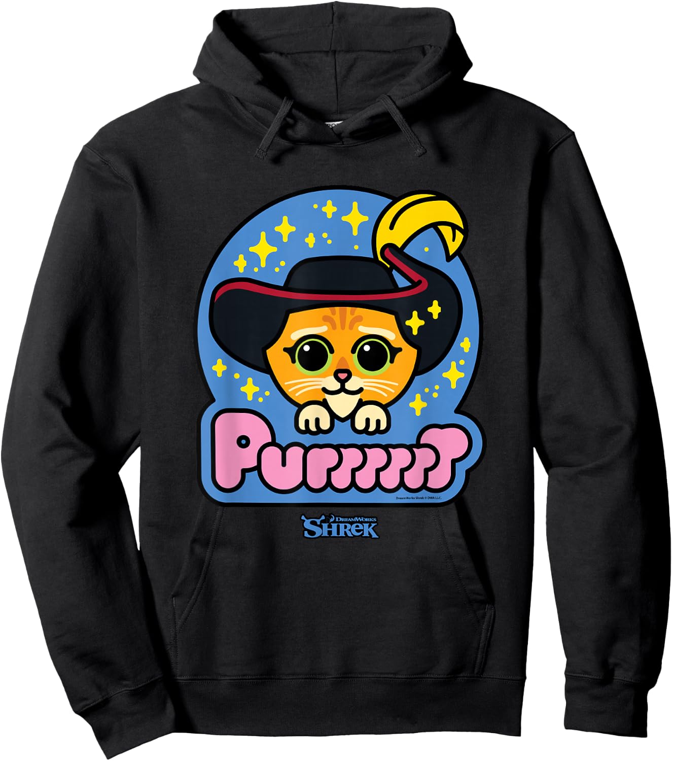 Shrek Emoji Style Puss in Boots Purr Hoodie - Hoodie | Black