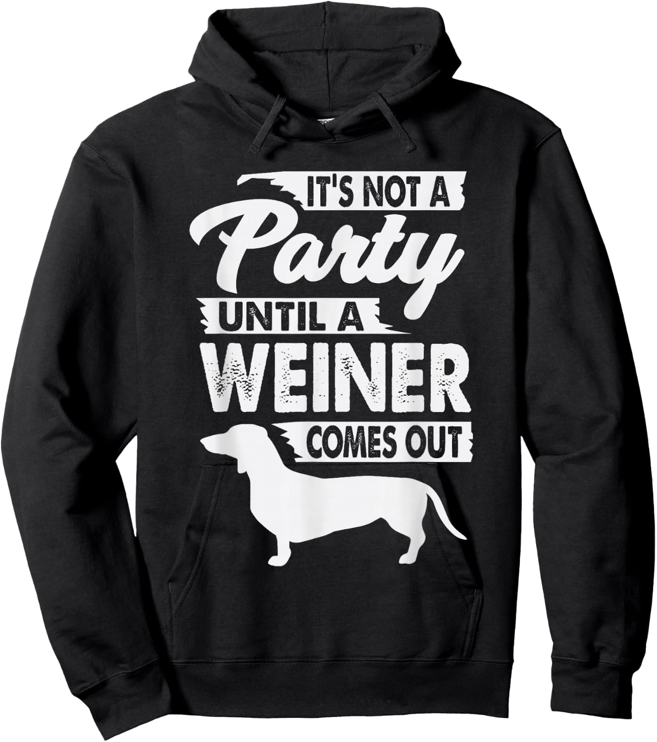 Immature Joke Designs Dachshund - Men's Small Black Party Themed Letter Print Hoodie - Hoodie | Black