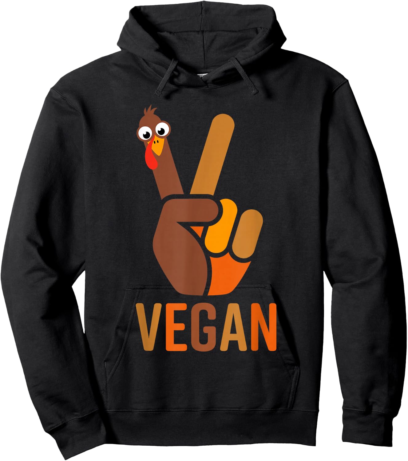Funny Thanksgiving Shirts Women Men Peace Sign Turkey Vegan Hoodie - Hoodie | Black