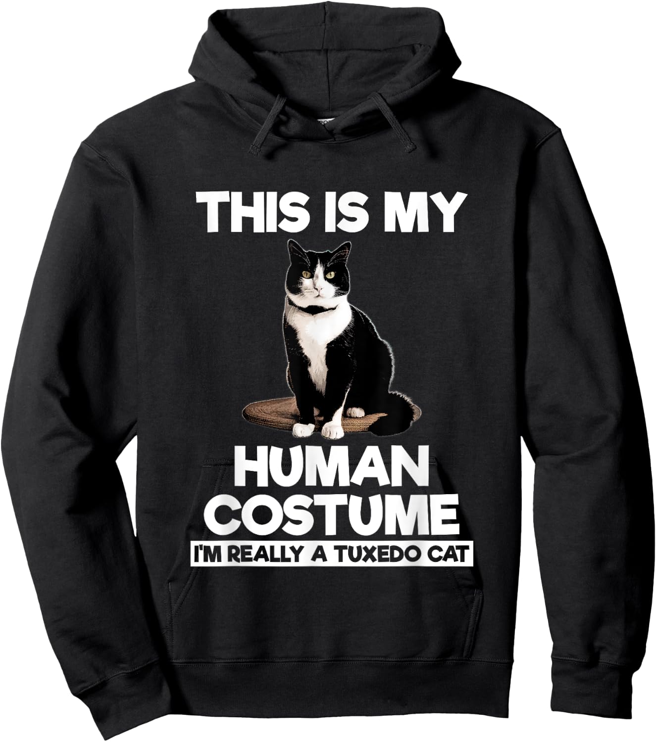 Funny Tuxedo Cat Shirt Halloween This Is My Human Costume Hoodie - Hoodie | Black