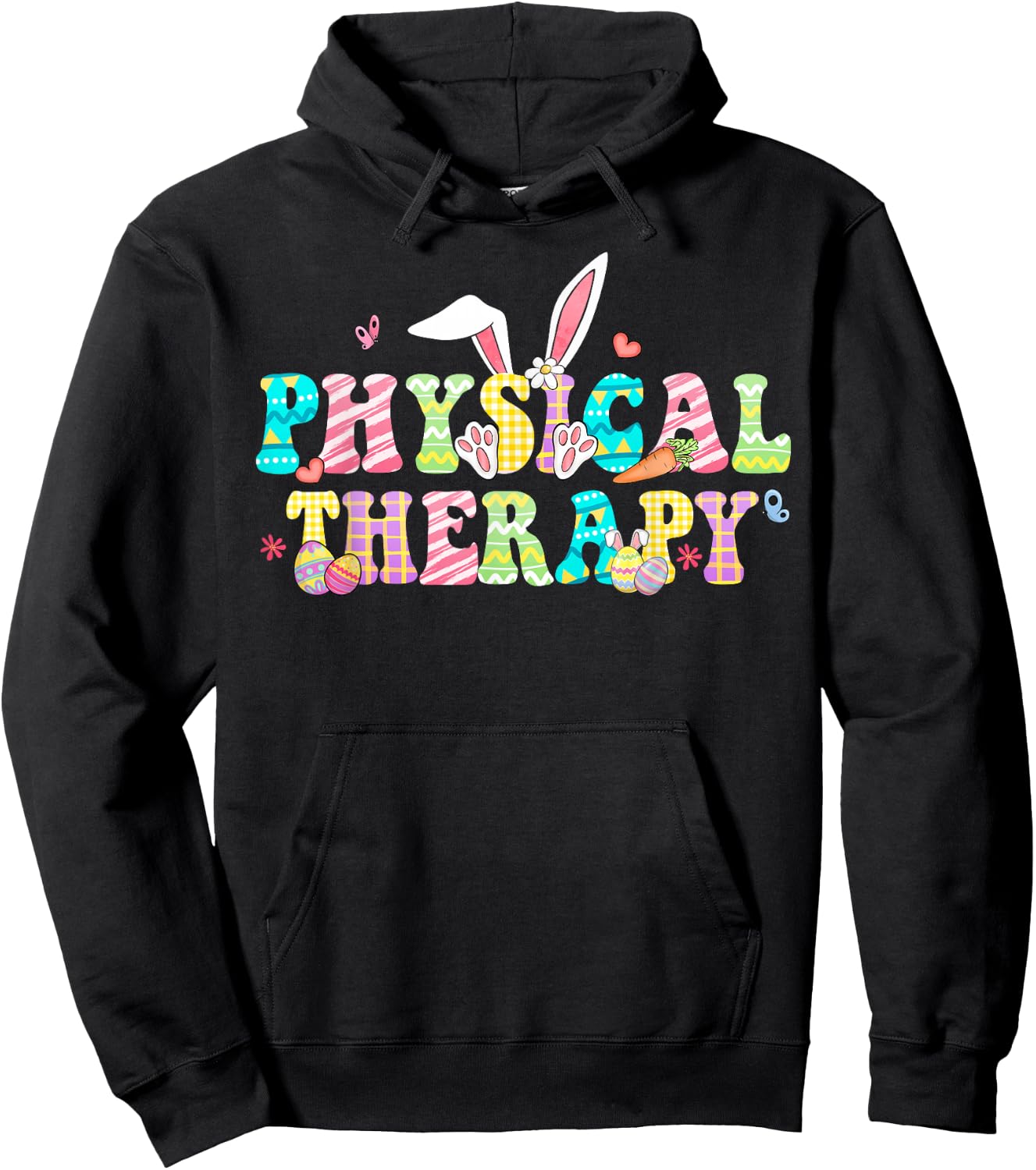 Physical Therapy Happy Easter PT Therapist Bunny Eggs Hoodie - Hoodie | Black