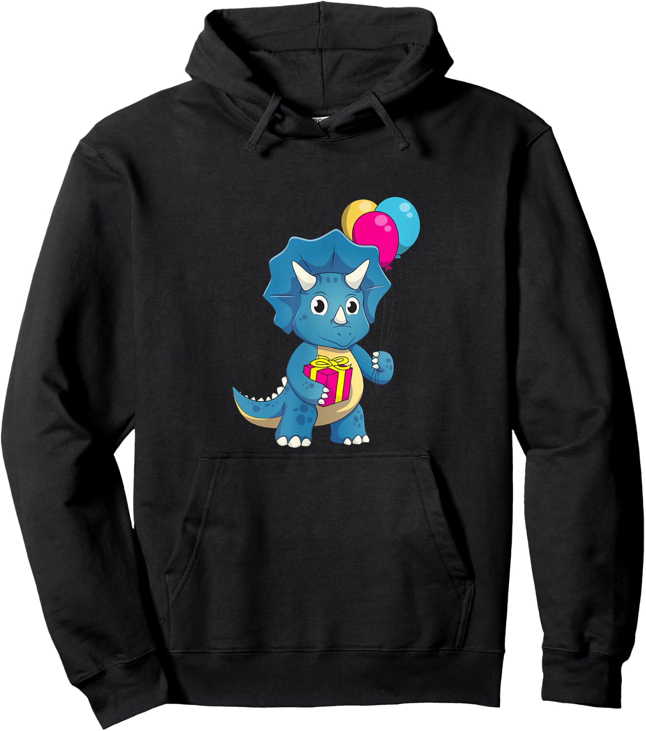 Cute Dinosaur Birthday party Triceratops Hoodie - Hoodie | Black