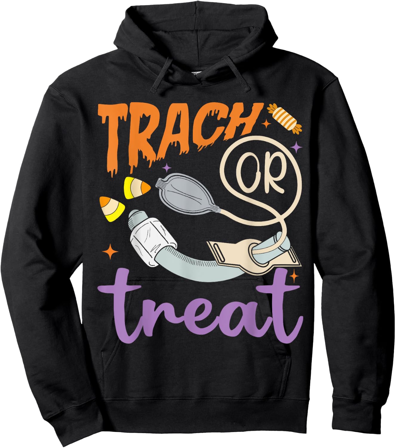 Trach Or Treat Nurse Respiratory Therapist ICU RN Halloween Hoodie - Hoodie | Black