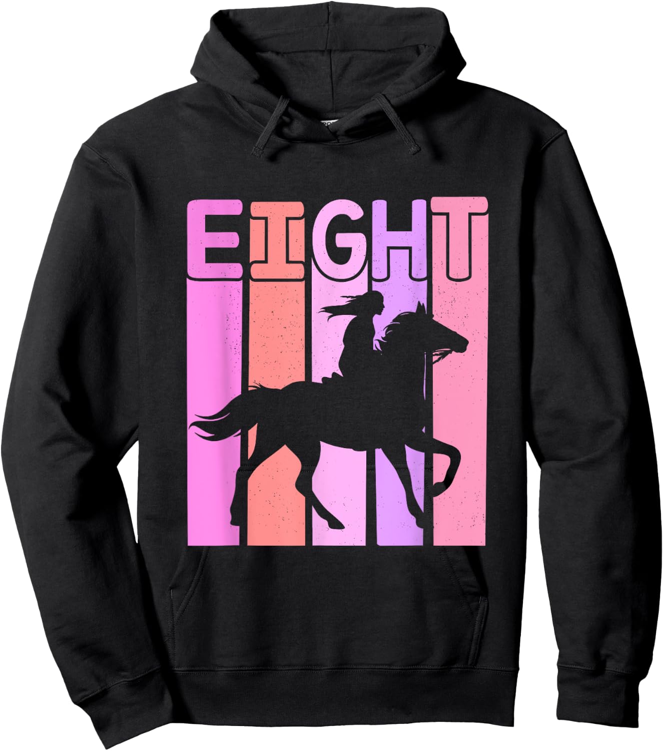 Horse Girl 8th Birthday Horseback Riding 8 Year Old Hoodie - Hoodie | Black
