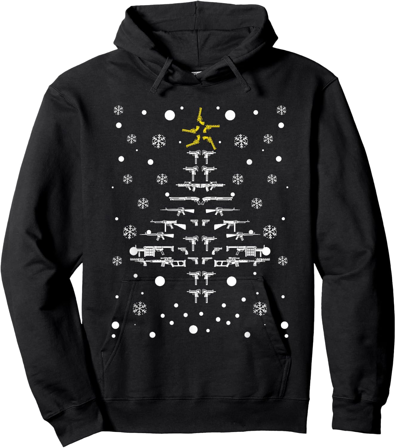 Guns Christmas Tree Xmas Gun PJs Pajamas Military Veteran Hoodie - Hoodie | Black