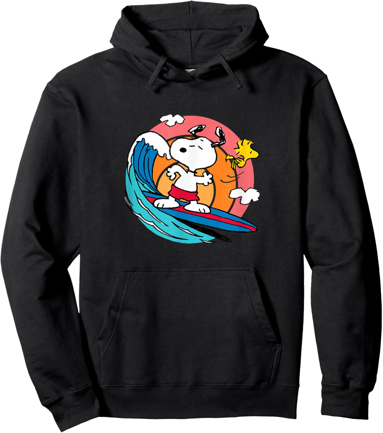 Peanuts - Snoopy Woodstock Surf , blue Hoodie - Hoodie | Black