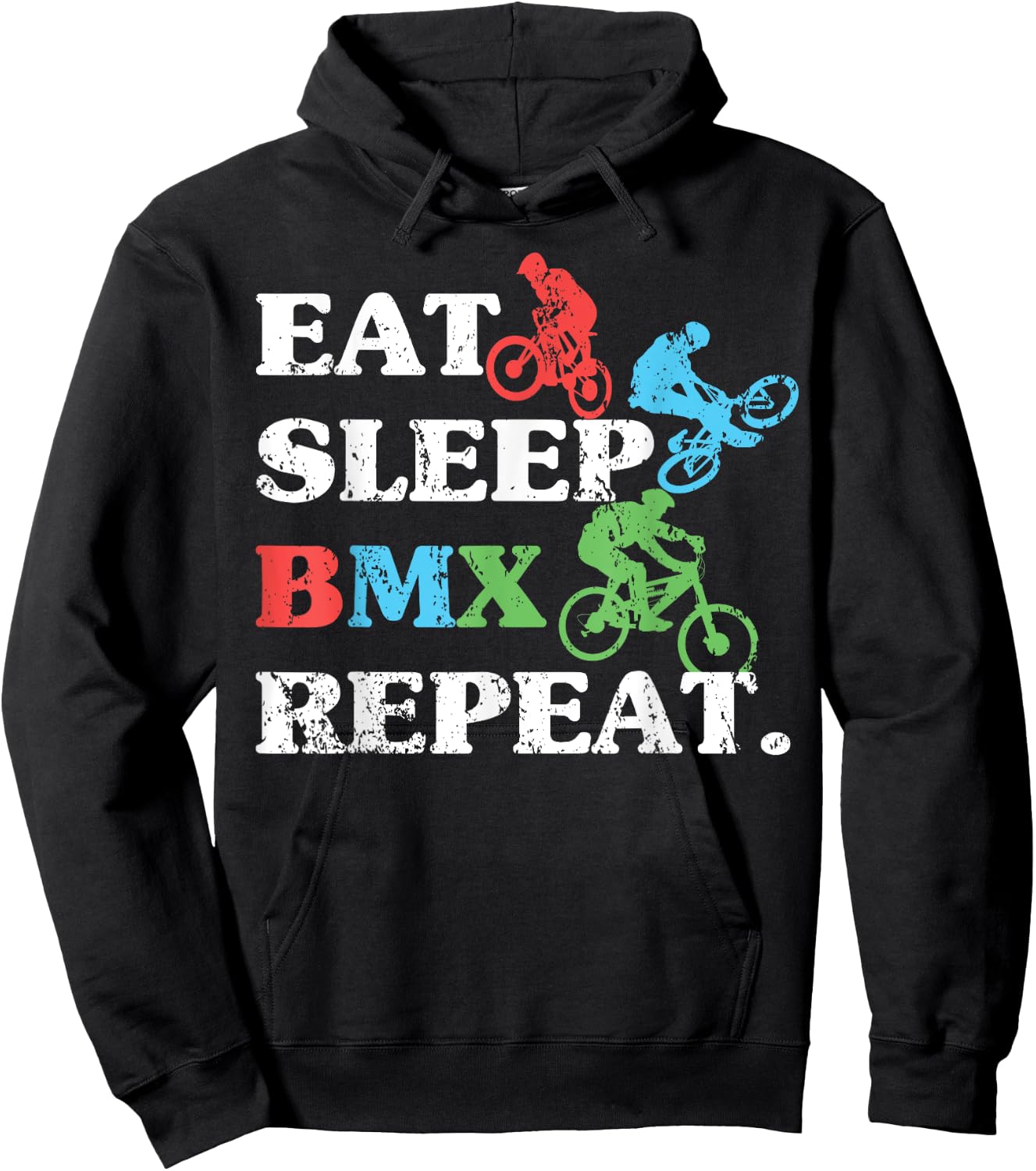 Eat Sleep BMX Repeat Extreme Cyclists Bicycle Motocross Bike Hoodie - Hoodie | Black