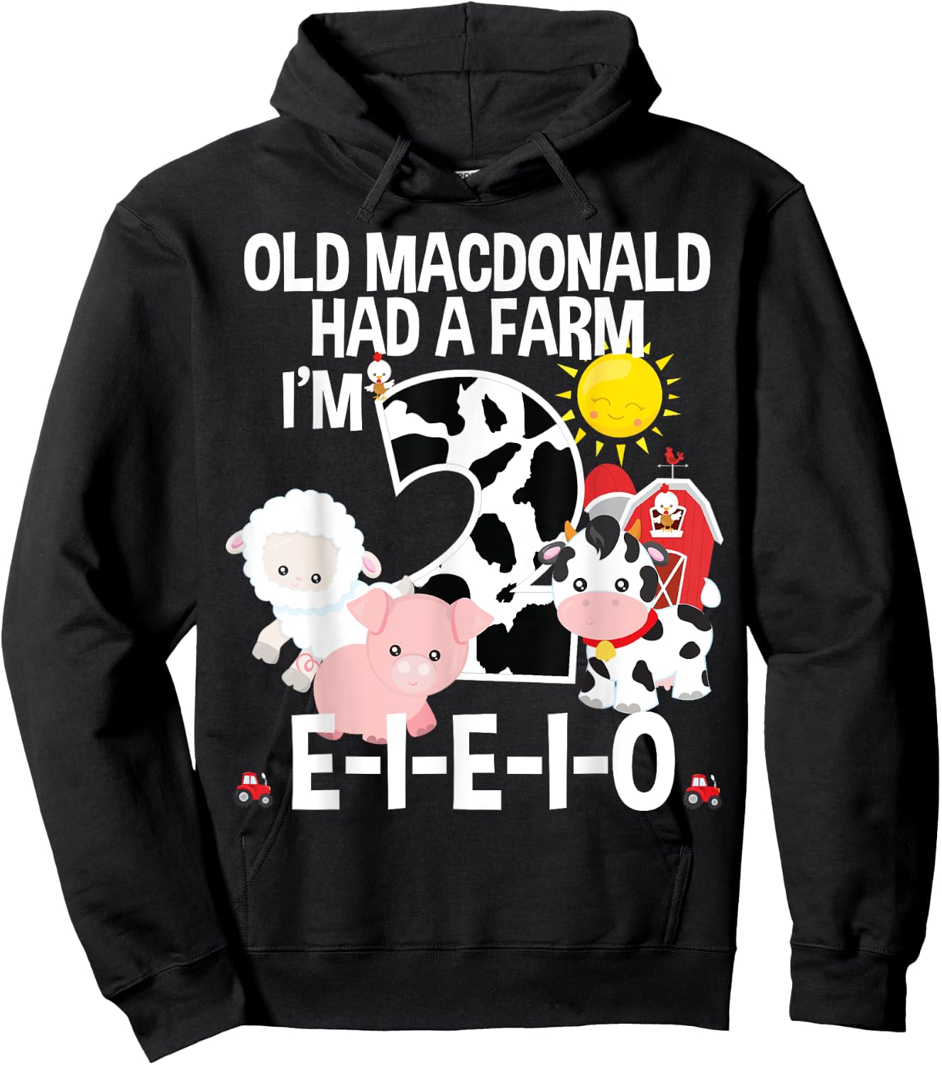 Toddler Kids Old MacDonald 2nd Birthday Party Nursery Song Hoodie - Hoodie | Black