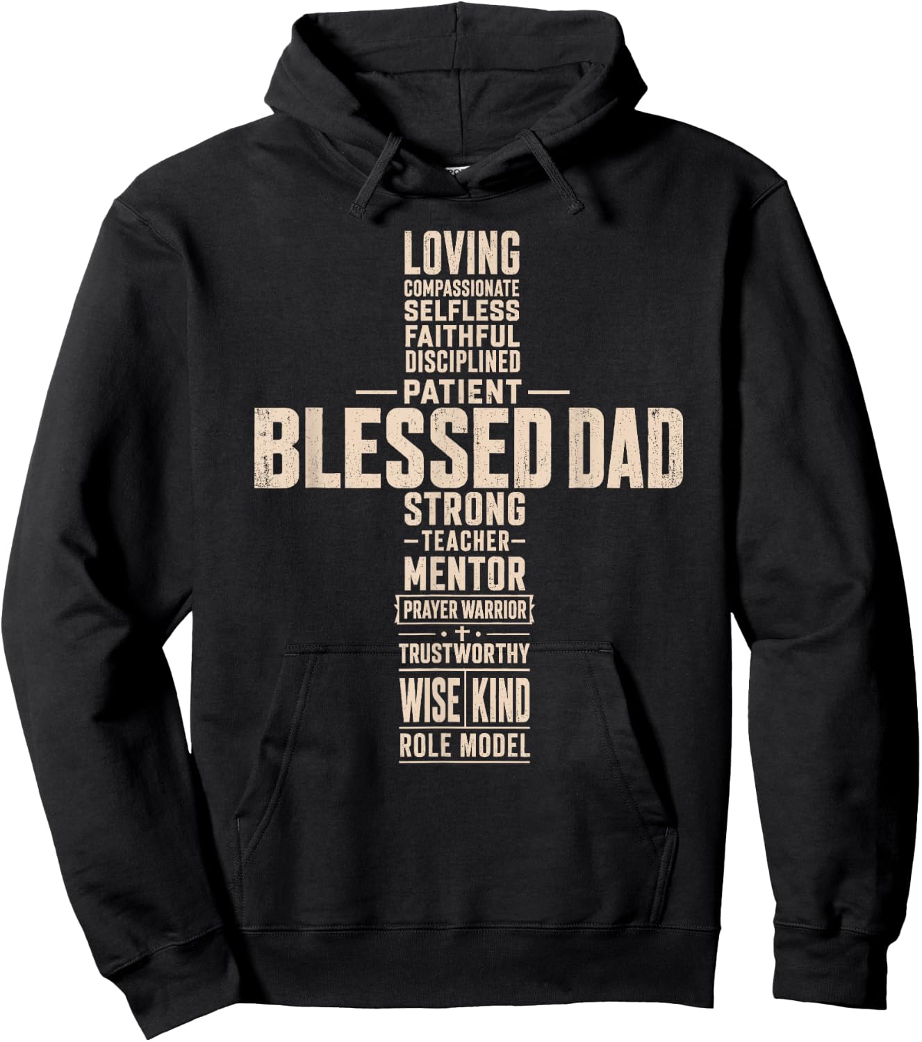 Blessed Dad Christian Cross Father's Day Minimalist Men Hoodie - Hoodie | Black