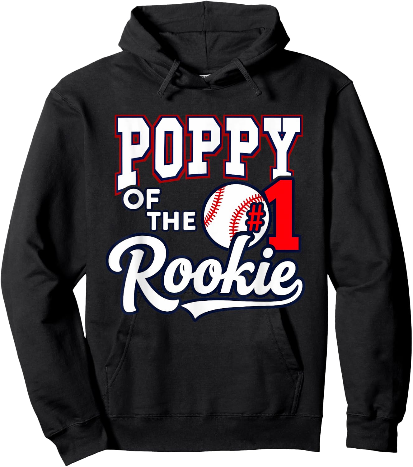 Retro Grandpa Poppy Of The Number 1 Rookie Baseball Hoodie - Hoodie | Black
