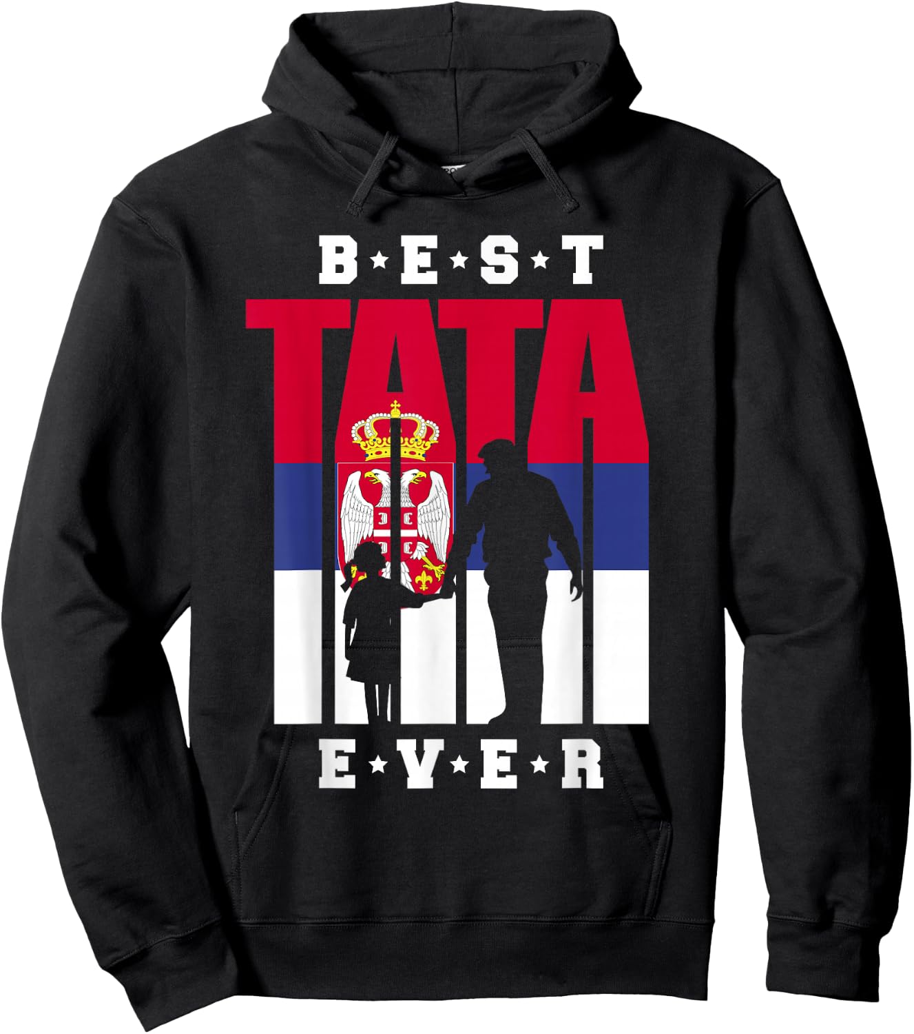 Tata Serbien Flagge Papa Serbischer Vater mit Tochter Hoodie - Hoodie | Black