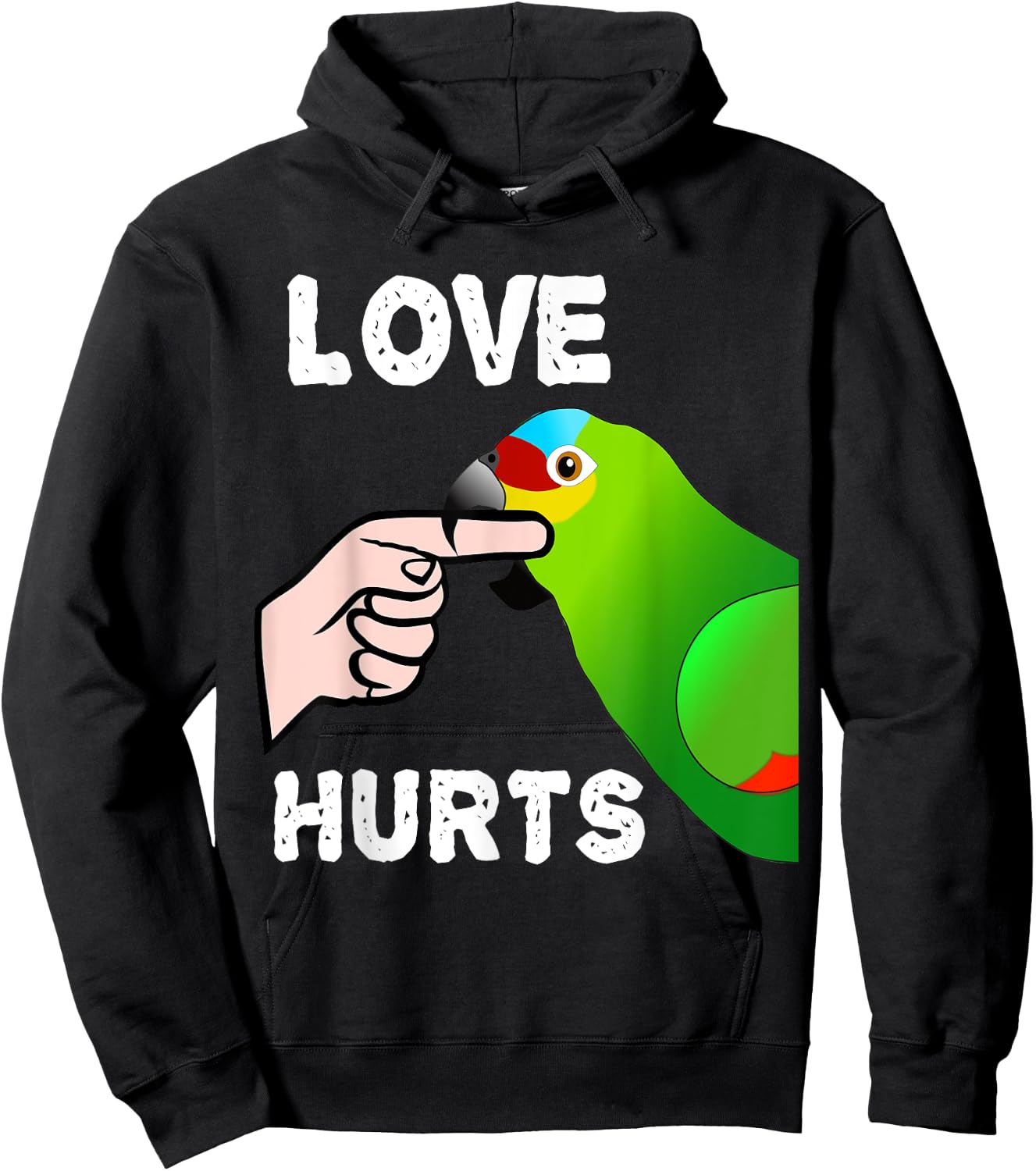Love Hurts Red Lored Amazon Parrot Hoodie - Hoodie | Black