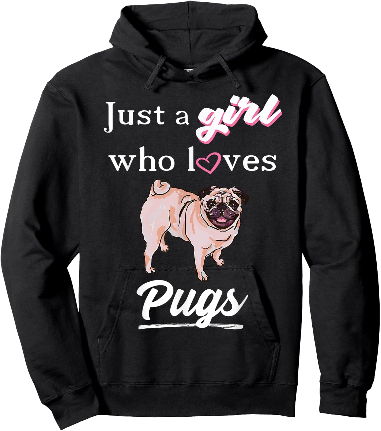 Cute Pug Shirt For Girls or Kids Hoodie - Hoodie | Black