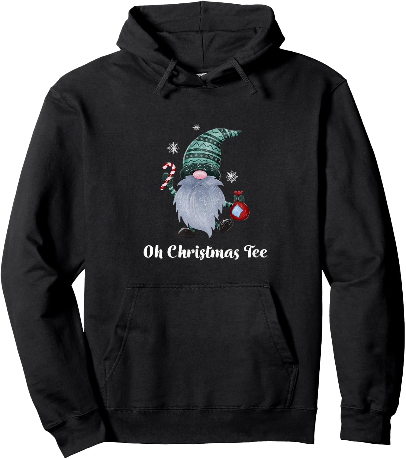 Oh Christmas Gnome Candy Cane Joyful Hoodie - Hoodie | Black