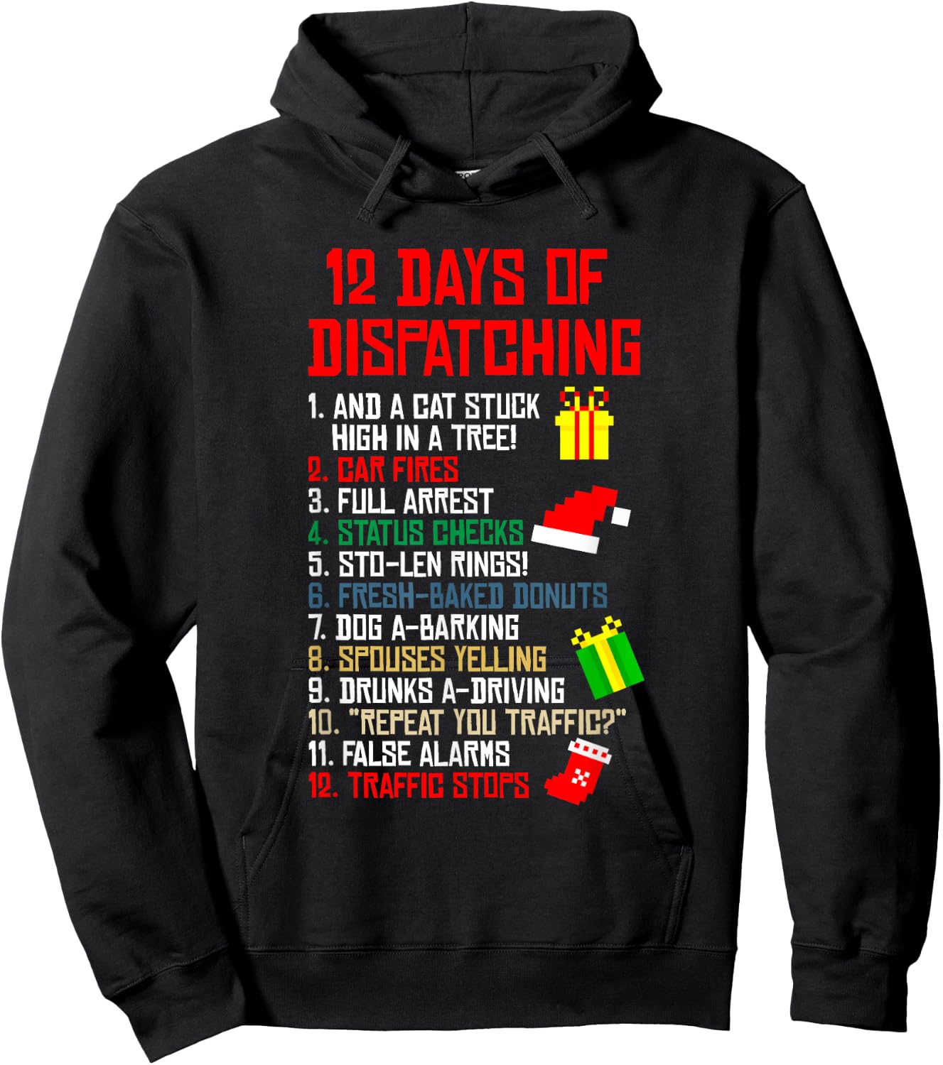 12 Days Of Dispatching Christmas Pajama X-mas Dispatcher Hoodie - Hoodie | Black