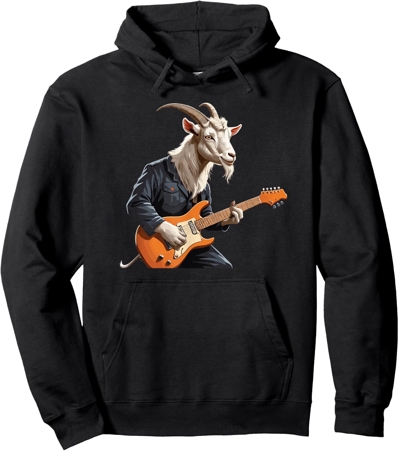 Goat playing Electric Guitar, Goat Guitarist Hoodie - Hoodie | Black