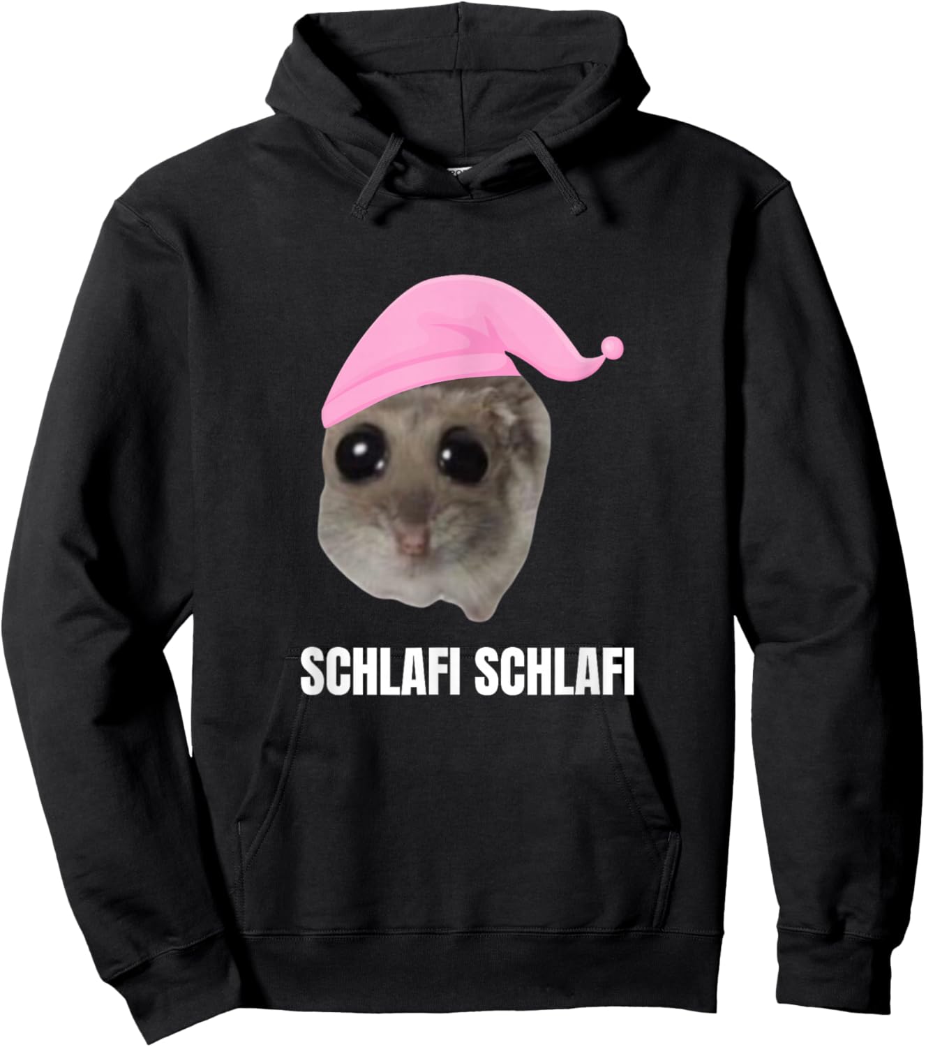 Sad Hamster Meme - Schlafi Schlafi with Hat , black Hoodie - Hoodie | Black