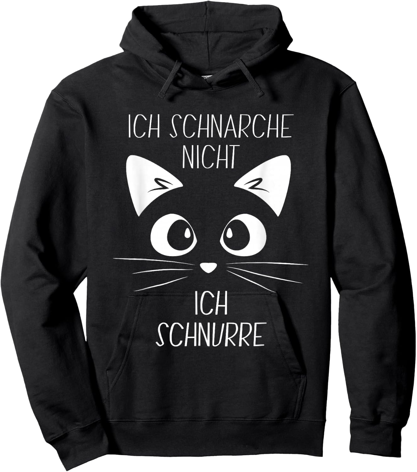 Sleep Shirt with German Text "Ich Schnarche nicht, ich schnurre" Cat , black Hoodie - Hoodie | Black