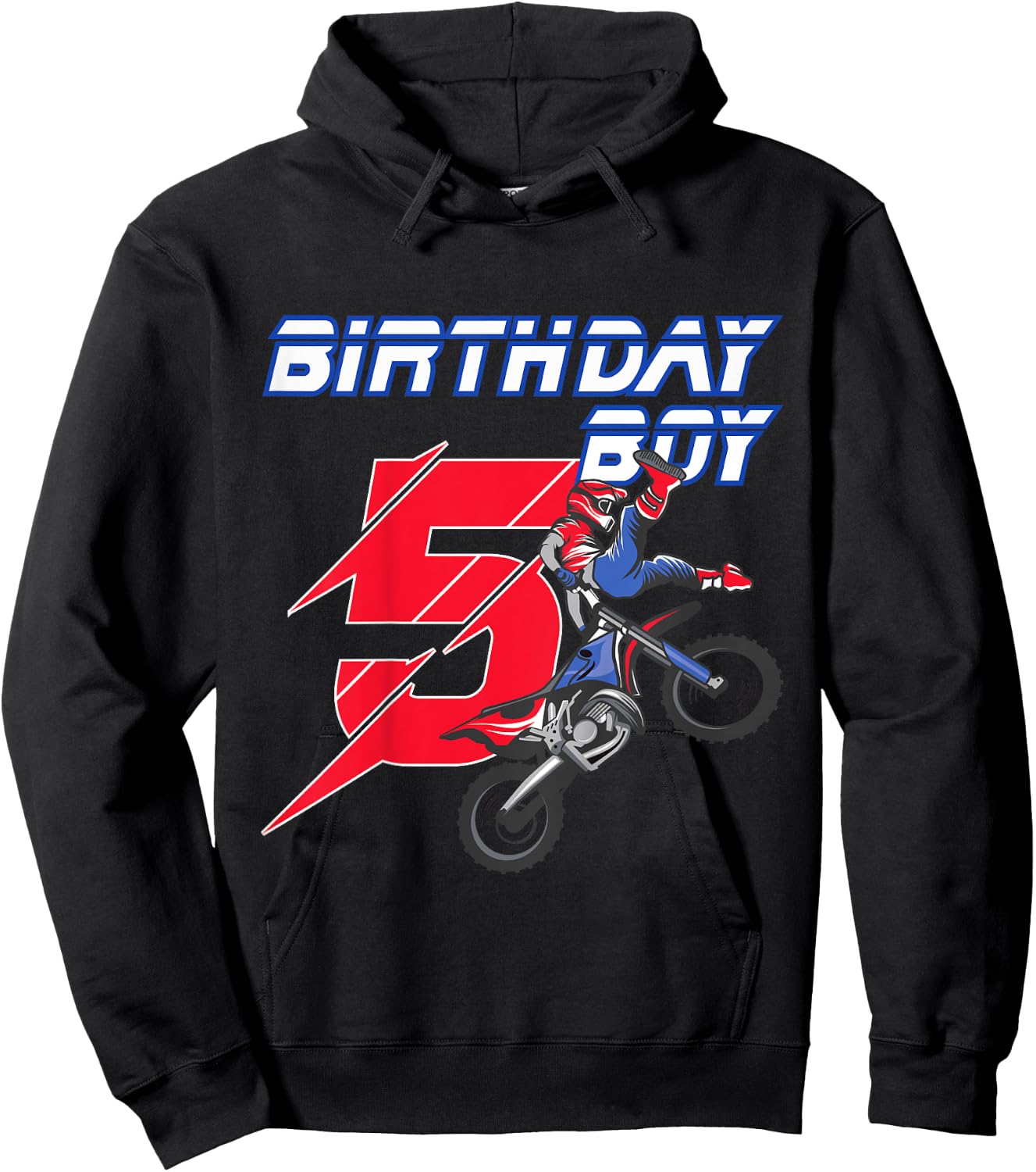 5 Year Old Dirt Bike Birthday T Shirt Motocross 5th Gift Hoodie - Hoodie | Black