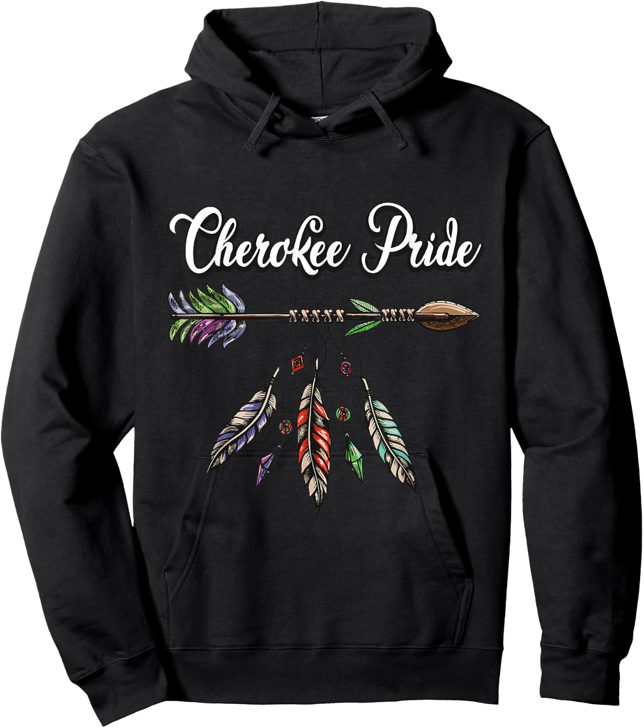 Cherokee Pride Feathers Native American Hoodie - Hoodie | Black