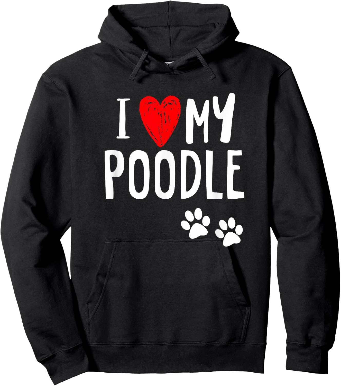 I Love My Poodle Heart Paw Dog Owner T Shirt Hoodie - Hoodie | Black
