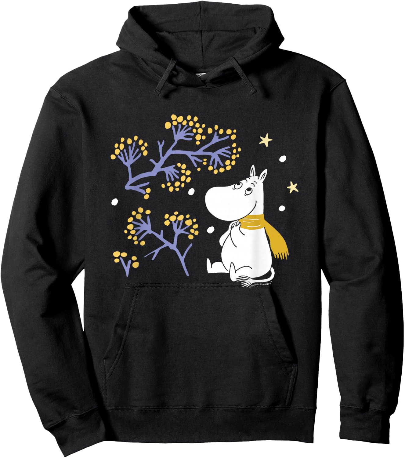 Moomin Moomintroll Look The Snow Winter , Black, S Hoodie - Hoodie | Black