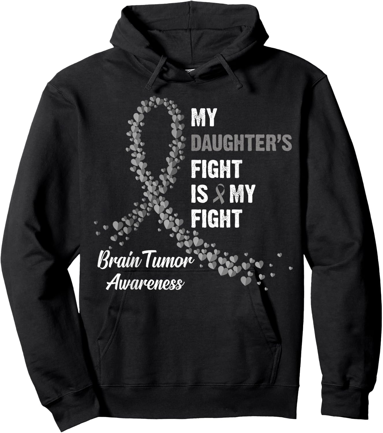 My Daughter's Fight My Fight Brain Tumor Awareness Hoodie - Hoodie | Black