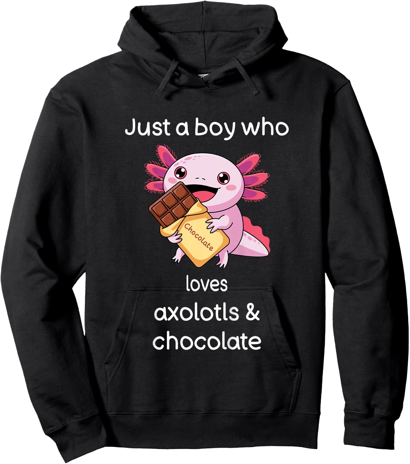 Kids Axolotl Chocolate Shirt Boys Cool Axolotl Chocolate Hoodie - Hoodie | Black