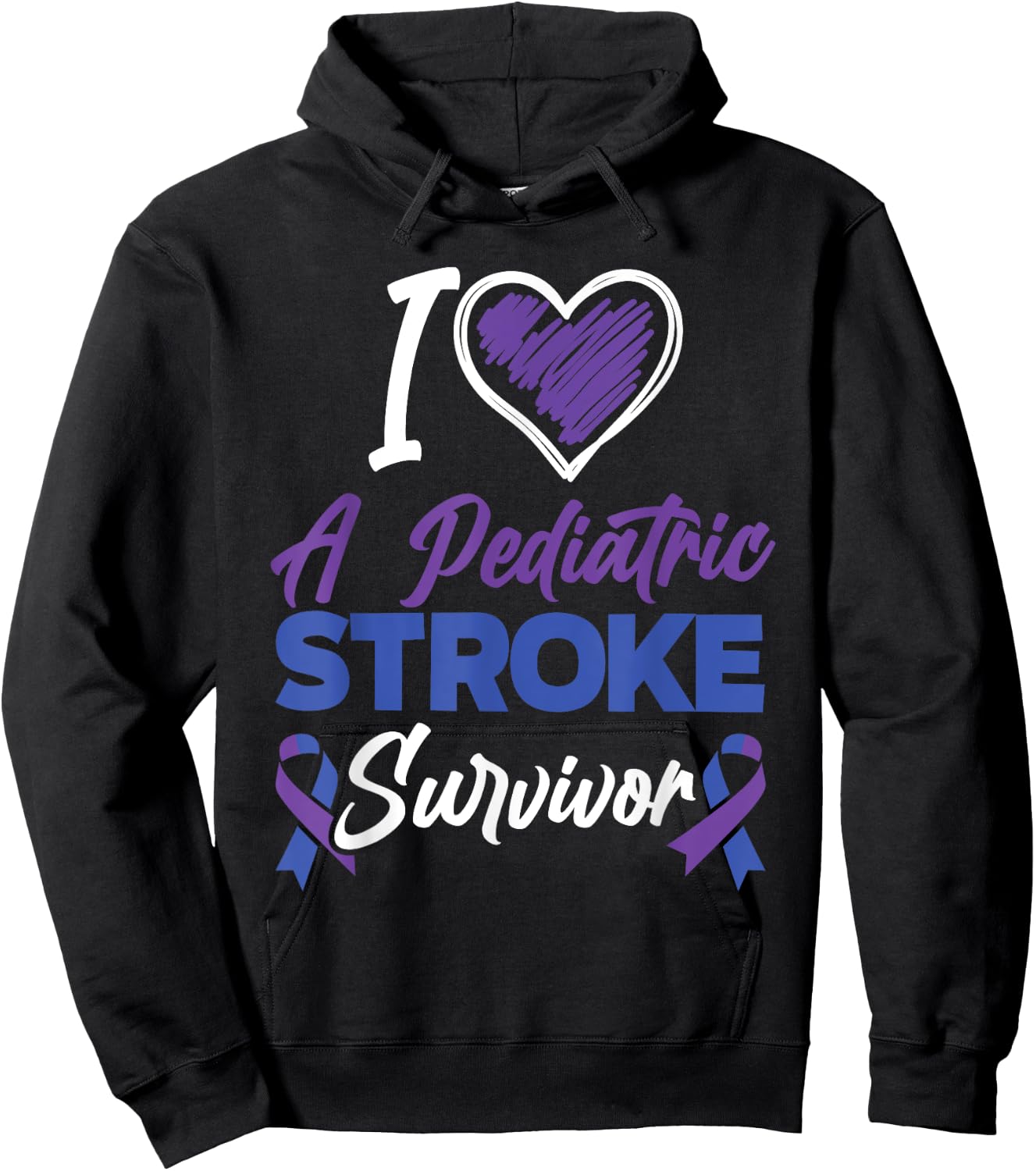 I Love Pediatric Stroke Survivor Pediatric Stroke Awareness Hoodie - Hoodie | Black