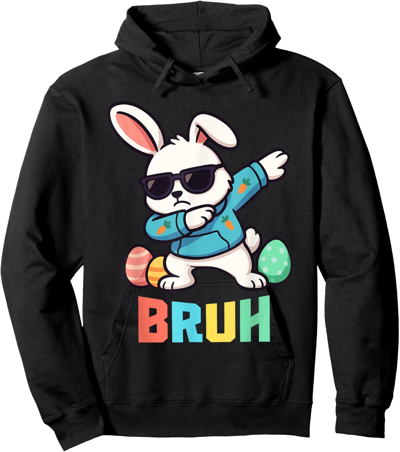 Bruh Dabbing Easter Bunny Kids Boys Easter Hoodie - Hoodie | Black