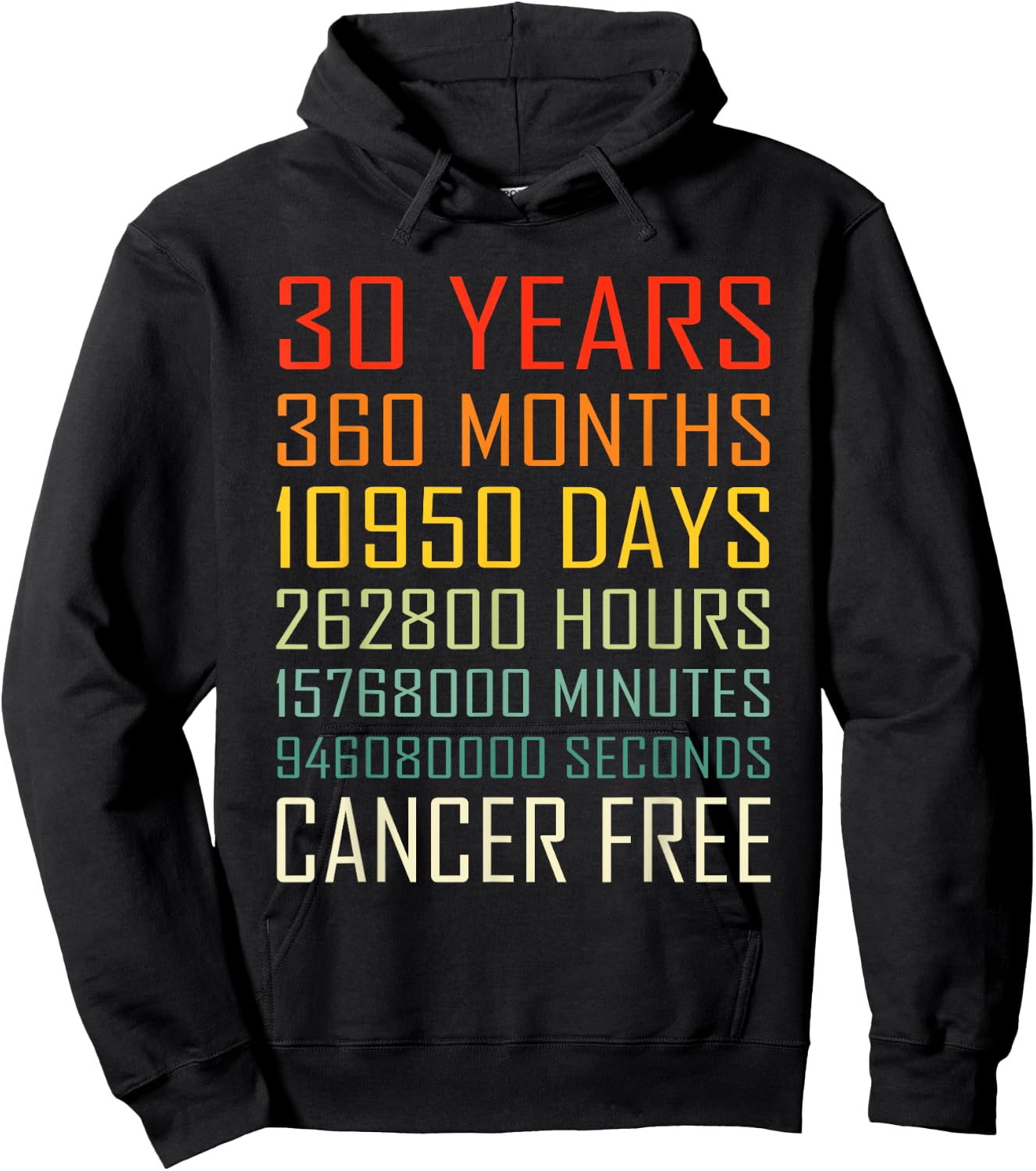 Vintage Cancer Awareness Vintage 30 Years Cancer Free Hoodie - Hoodie | Black