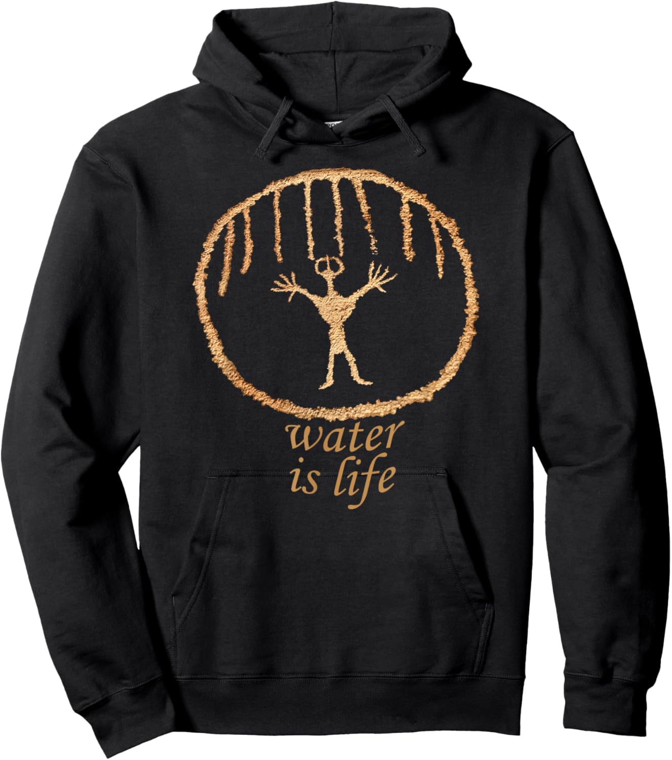 Rainmaker Petroglyph. Water is Life. Rock Art. Hoodie - Hoodie | Black