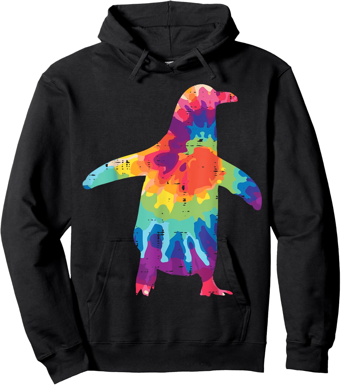 Penguin Silhouette Tie Dye Retro Groovy Hippie Men Women Kid Hoodie - Hoodie | Black