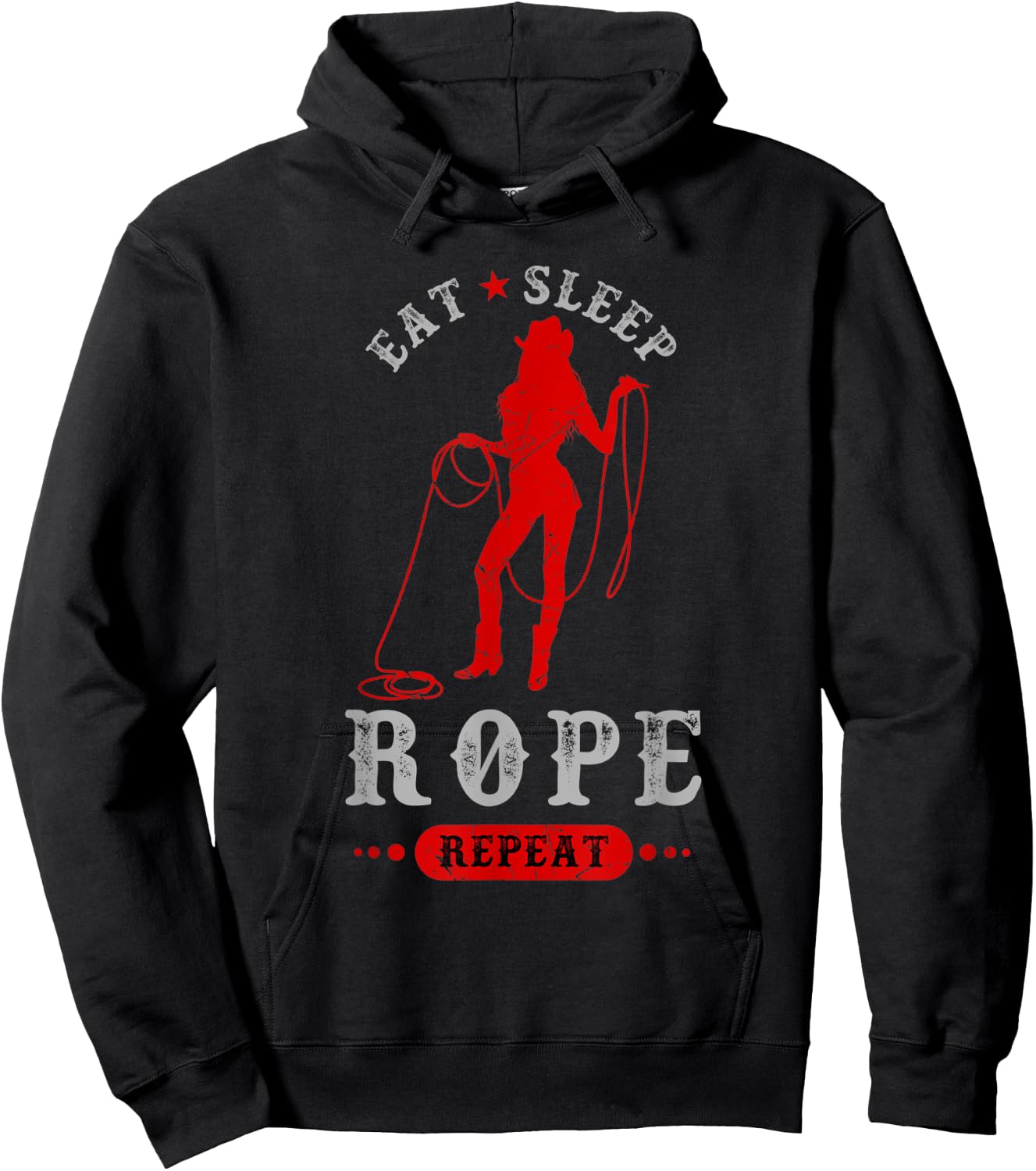 Bullriding and Rodeo or Eat Sleep Rope Repeat Hoodie - Hoodie | Black