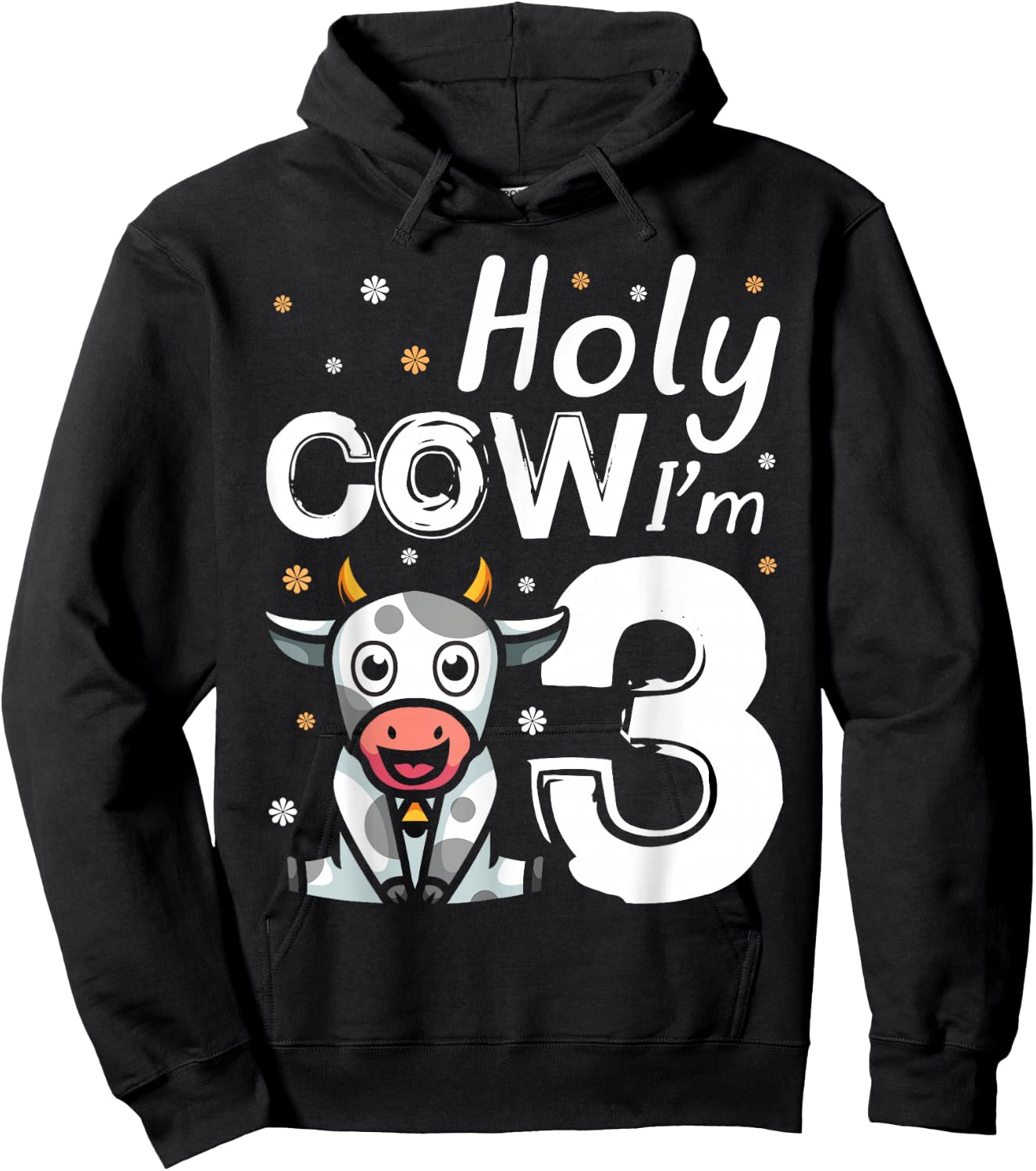 Holy Cow I'm Three 3 Year Old Vintage Farm Hoodie - Hoodie | Black